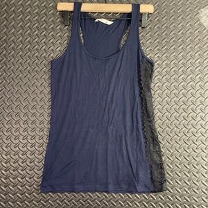 Old Navy Black Blue Floral Side Stitch Tank Top Casual Wear Women's Size Small‎